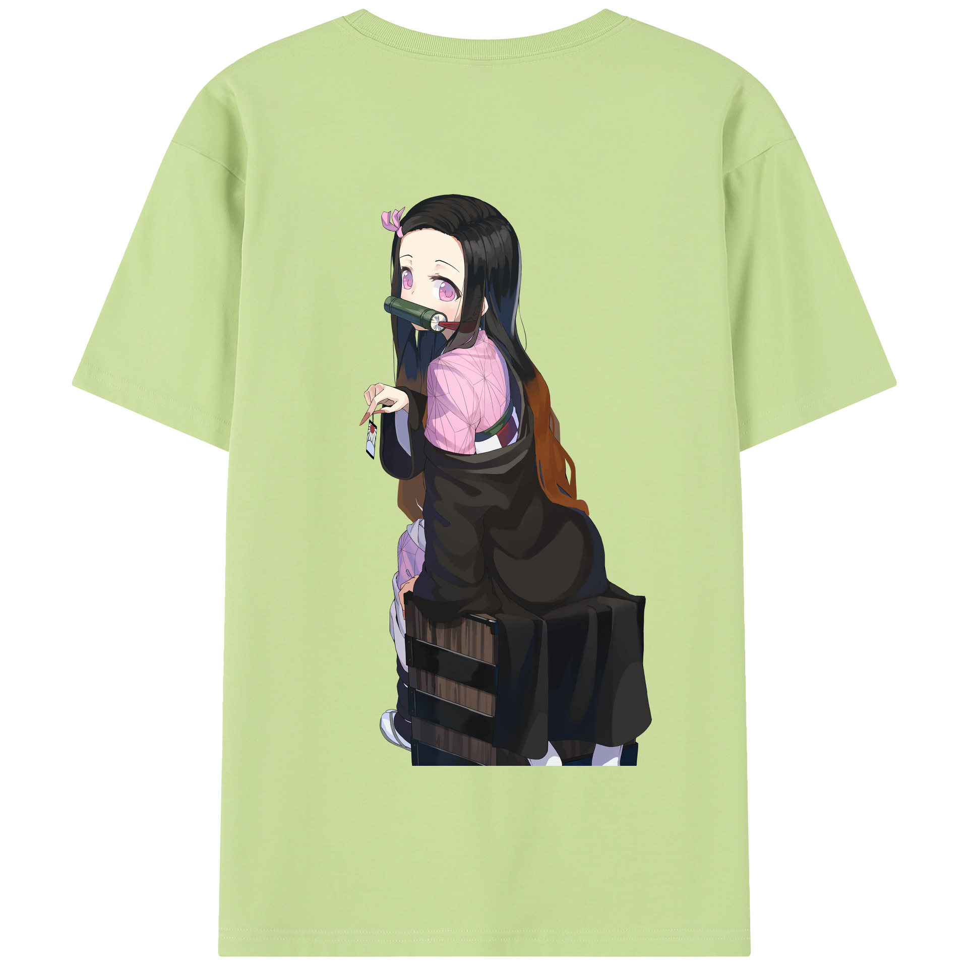 （画像用） 鬼滅の刃（きめつのやいば）竈門 禰󠄀豆子／かまど ねずこ Kamado Nezuko 綿100％半袖Tシャツ（背面プリント）
